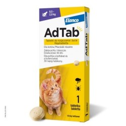 AdTab™ 0,5-2,0kg tabletka do rozgryzania i żucia przeciw pchłom i kleszczom dla kotów
