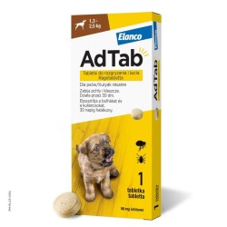 AdTab™ 1,3-2,5kg tabletki do rozgryzania i żucia przeciw pchłom i kleszczom dla psów